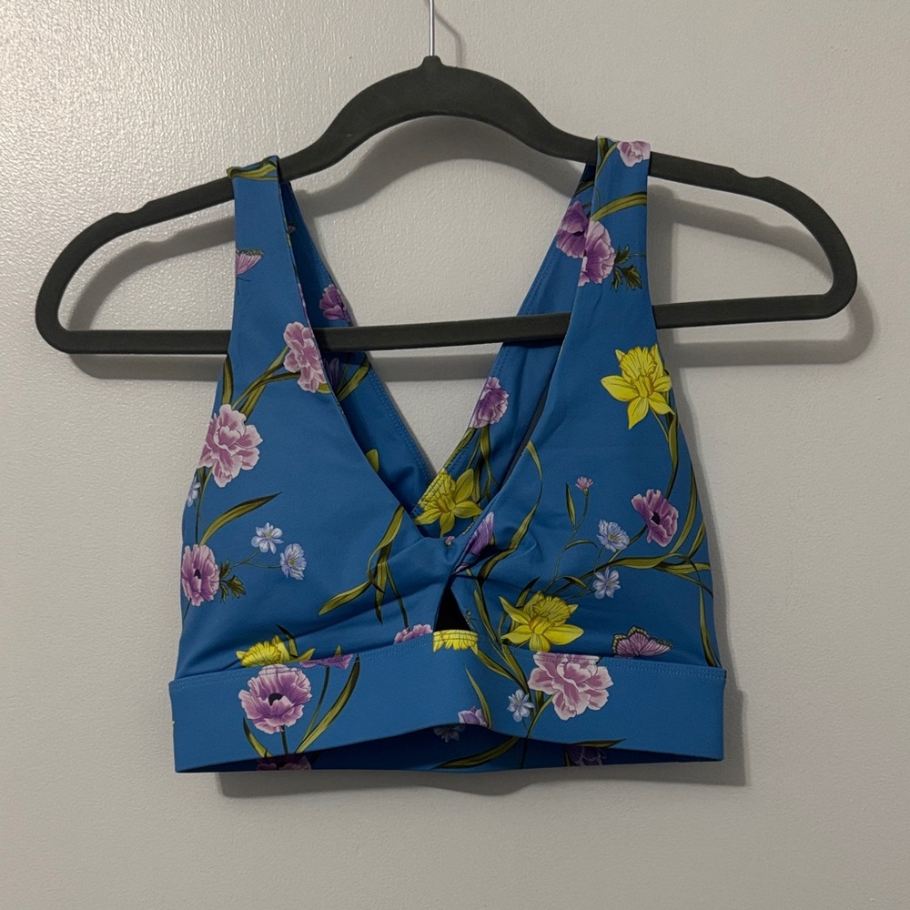 Fabletics Blue Floral Sports Bra